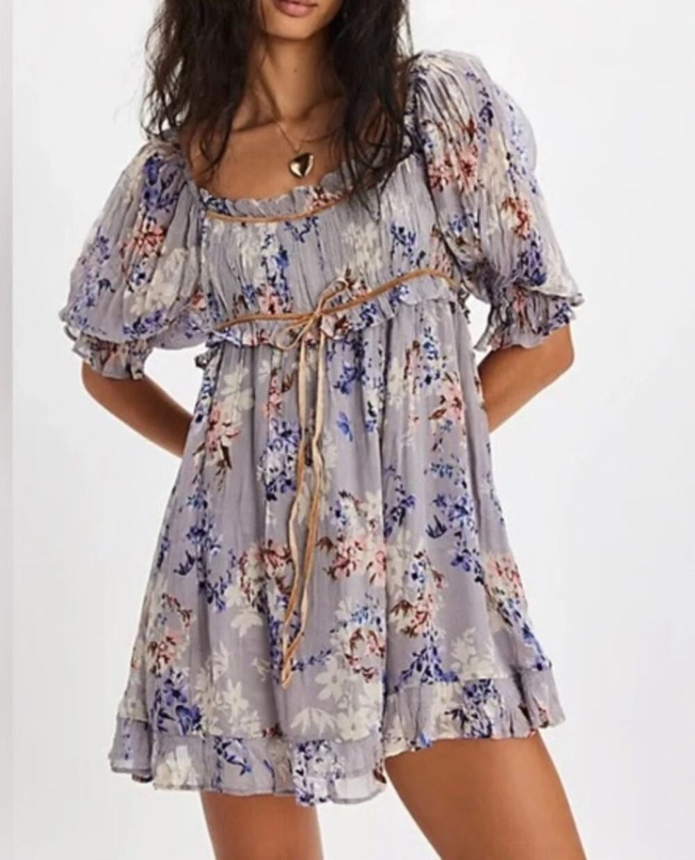 056 NWT Free People Marney Mini Dress | Blue Combo | Size Small